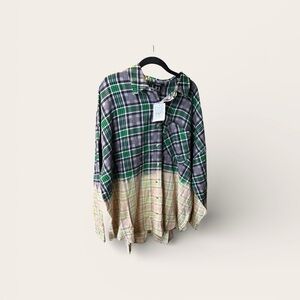 Forever 21 Green and Tan Plaid Button Down Shirt